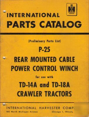 I.h. p-25 rear-mounted cable- p.c.winch parts catalog