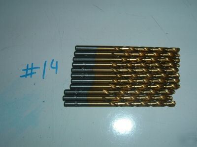 New 11 #14 jobber drill bits heavy duty tin hss usa
