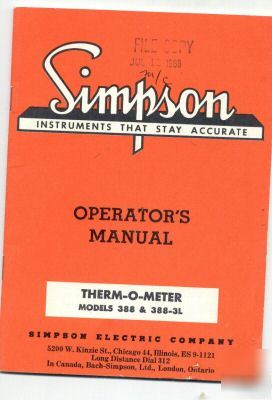Simpson therm-o-meter 288 & 388-3L operators manual