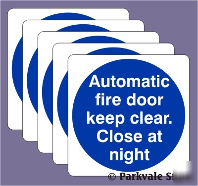 Pack of 5 100X100MM automatic fire door signs - 0508R