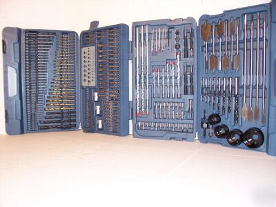 204 pc. combination drill set for wood, concrete, steel
