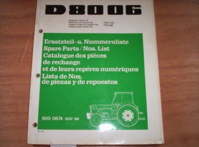 Deutz-fahr D8006 tractor spare parts manual