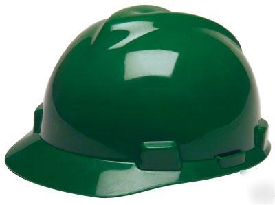 Msa green v-gard fas-trac ratchet hardhat hard hat