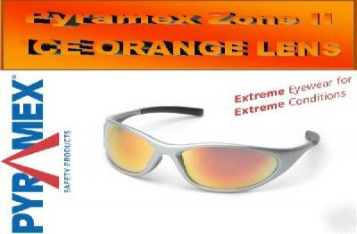 Pyramex zone ii orange ice mirror lens safety glasses 