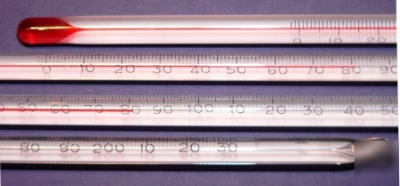 Thermometer red spirit 0-230F white back 76MM imm