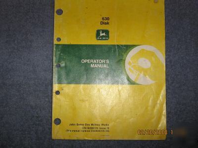 John deere 630 disk operators manual 1989