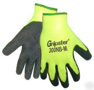 Large hi-viz gripster gloves, latex palm coated