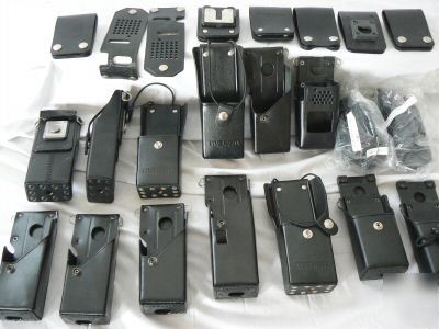 Lot/23 police leather radio & belt holsters $11.30 each