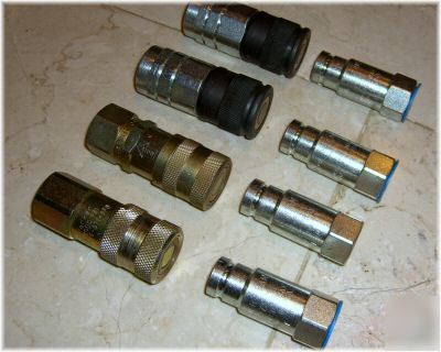 Lot of 4 sets of flat face hydraulic fittings 3/8