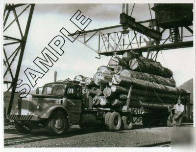 Mack lj logging truck @ mill c.1950 photo, woodland, wa