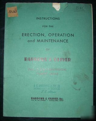 Bardons & oliver # 3,5,7 maintenance & operation manual