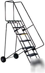 6 step fold-n-store rolling steel ladder by ballymore
