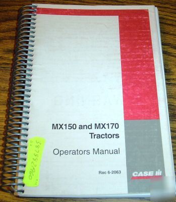 Case ih MX150 & MX170 tractor operator's owners manual