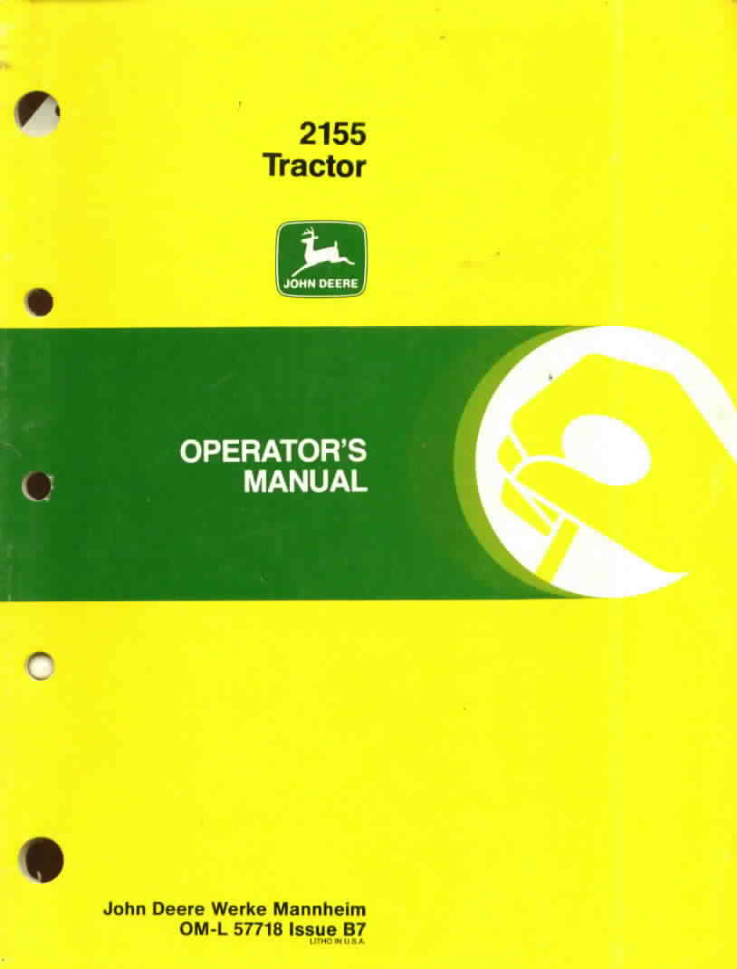 John deere operator's manual 2155 tractor tractors vg