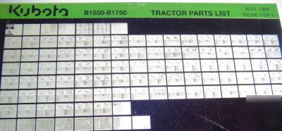 Kubota B1550 & B1750 tractor parts catalog microfiche