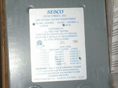 Sebco 1025-24 low voltage 24V 500W magnetic transformer