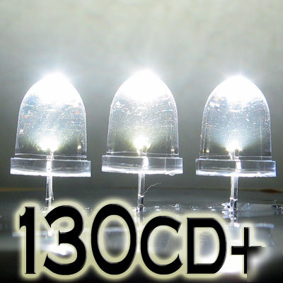 White led set of 100 super bright 10MM 130000MCD+ f/r