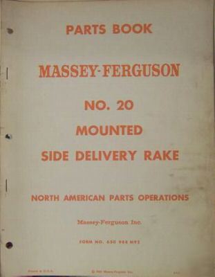 1962 massey ferguson 20 mounted hay rake parts manual