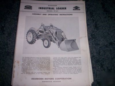 Ford dearborn industrial loader 19-61 operate instructn