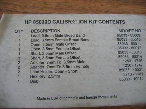 Hp agilent 85033D calibration kit 3.5 mm, dc to 6 ghz