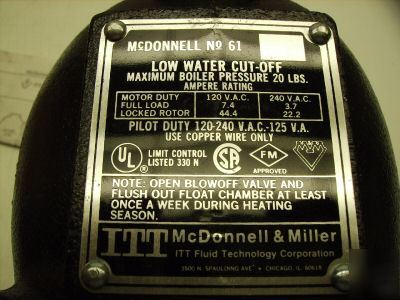 Itt mcdonnell & miller model 61 low water cut-off 