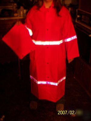 Fluorescent orange rain coat reflective xxl large 50-52
