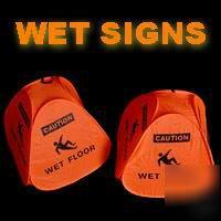 6 - caution wet floor signs pop-up folding safety cone
