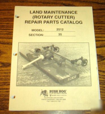 Bush hog 2512 rotary cutter mower parts catalog manual