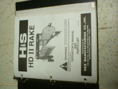 H&s hd ii hay rake operator manual parts list alfalfa