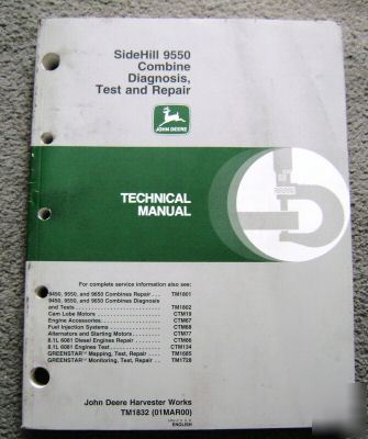 John deere sidehill 9550 combine technical rpr manual