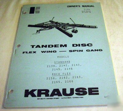 Krause 2100 tandem disc flex wing owners parts manual