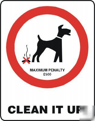 Large metal safety sign dogs, clean it up 1433
