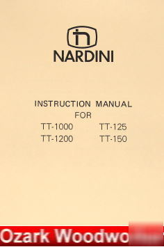 Oz~nardini tt-1000,1200,125,150 operator's part manual