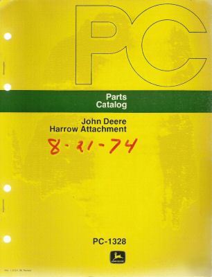 Jd op's manual and parts ctlg for harrow attachment