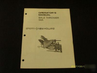 New holland 54A bale thrower operators manual