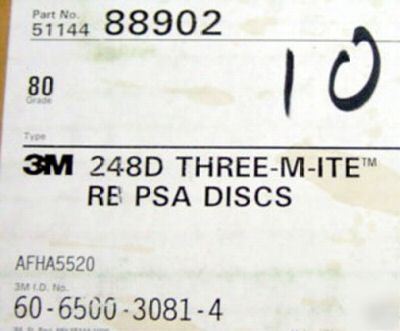 New 3M 248D three-m-ite 10 12â€ sandpaper discs 80 grit