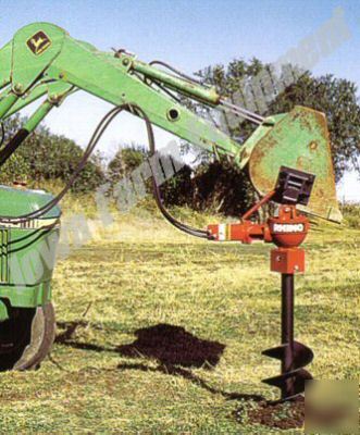 Rhino bucket mount high flow hydraulic post hole digger