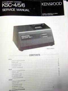 Service manual, kenwood, ksc-4, 5, 6, ni-cd charger