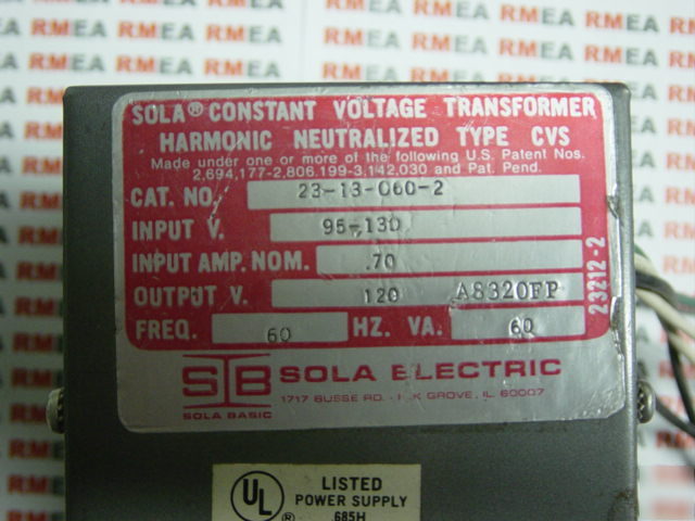 Sola 23-13-060-2 constant voltage transformer type cvs