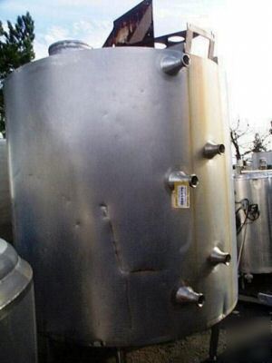 Tank, 750 gallon, s/st, 5' x 5', jkt, agit, coldwall,