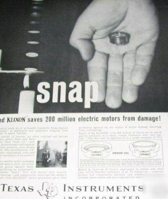 Texas instruments klixon, transistors -5 1950S ads