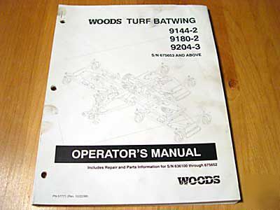 Woods 9144-2 9180-2 9204-3 bat mower operator's manual