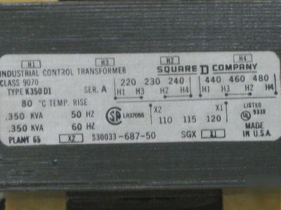 Square d transformer 9070K350D1 9070 K350 D1
