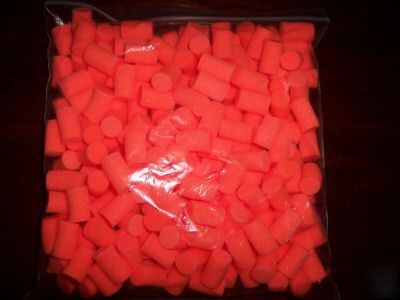 100 pair polyurethane foam earplugs - orange - uncorded