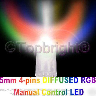 200 pcs 5MM 8KMCD manual control diffused rgb led f/r
