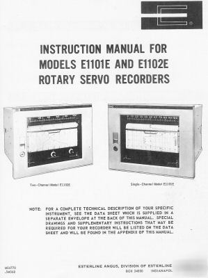 Esterline E1102E / E1101E rotary servo recorder manual