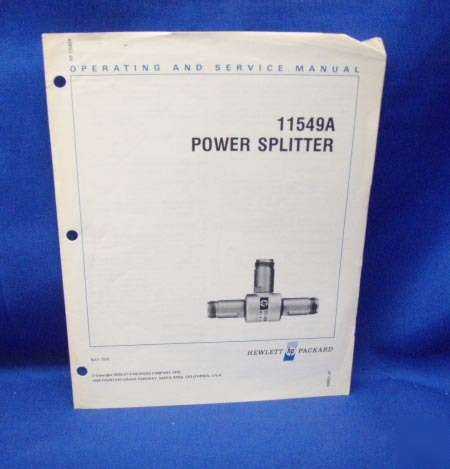 Hp 11549A power splitter operating & service manual