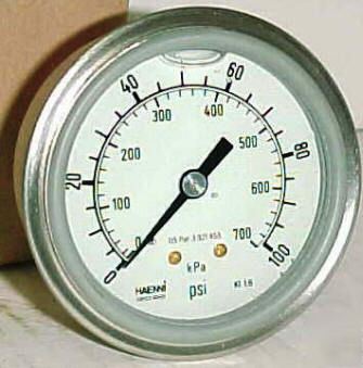 Haenni hydraulic pressure gauge 100 psi 2-1/2