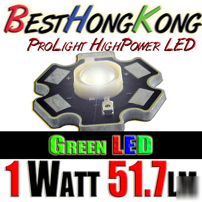 High power led set of 50 prolight 1W green 51.7 lumen