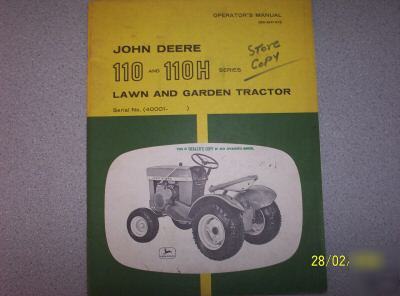 John deere model 110-110H series lawn tractor manual